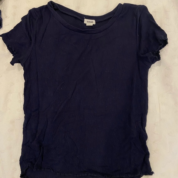 ribbed navy garage lettuce edge tee - Picture 1 of 1